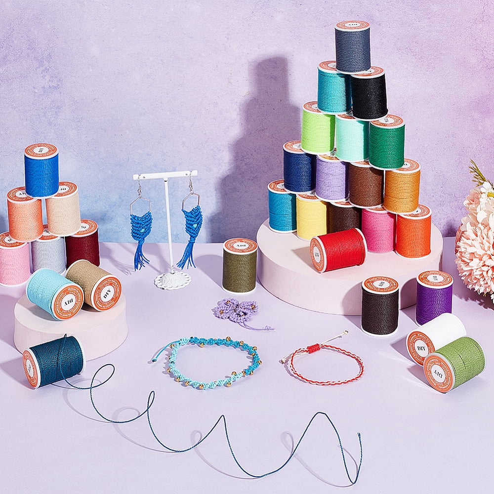 360 Yards/30 Rolls Waxed Polyester Cord 1mm Twisted Thread Sewing Waxed Stitching Thread Cord String for Bracelet Making Necklaces Jewelry Making
