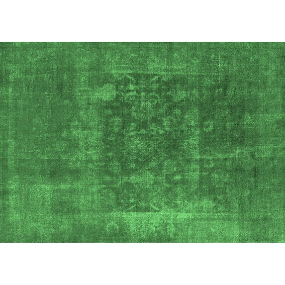 Ahgly Company Indoor Rectangle Oriental Emerald Green Industrial Area Rugs, 6' x 9'