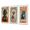 thumbnail image 3 of Designart "Retro Stamp Illustration of a Cute Dachshund VI" Animals Dog Daschund Framed Wall Art Set Of 3 - Black Dog Daschund Frame Canvas Set For Living Room Decor, 3 of 6