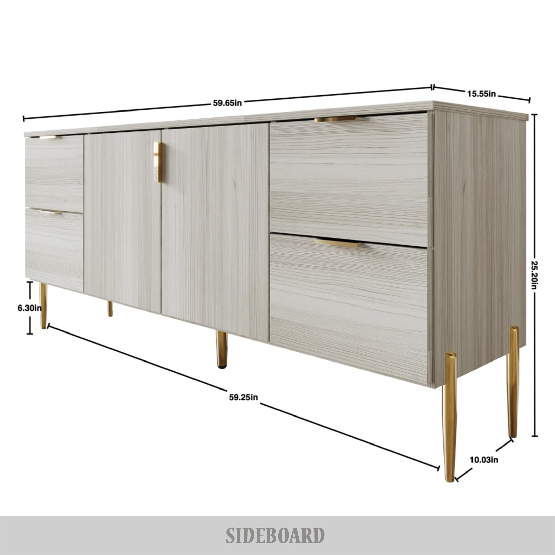 Castle Place Comtemporary Sideboard Accent Cabinet, Light Grey