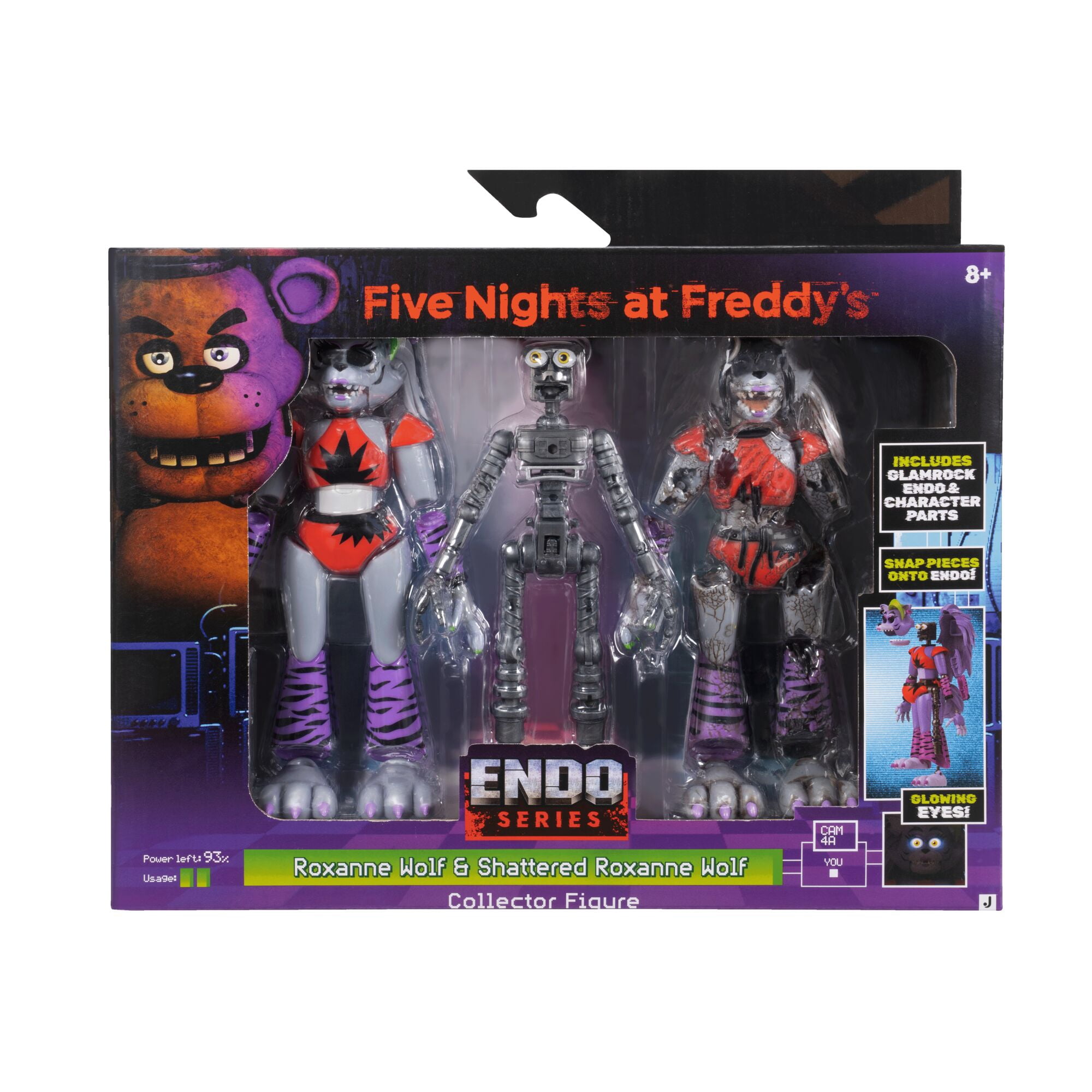 Five Nights At Freddy's 6 inch Endo-Series Collectable Figure - Glamrock Endo with Roxanne Wolf Parts & Shattered Roxanne Wolf Parts