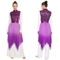 thumbnail image 2 of renvena Women Liturgical Praise Tunic Overlay Dress Lyrical Dance Contemporary Worship Purple L, 2 of 7