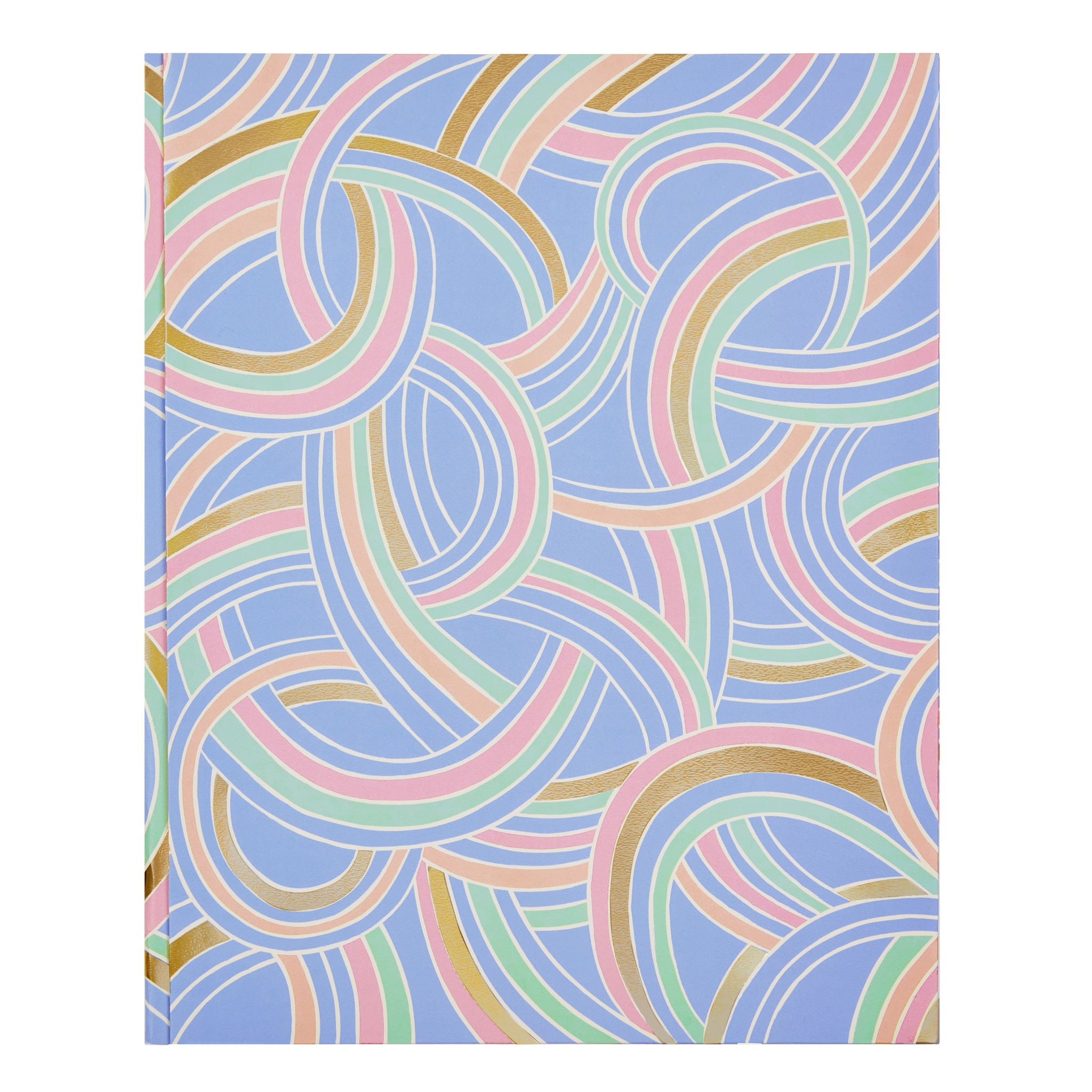 Mintgreen Two Pocket Paper Folder, Colorful Loops, 3Prong, Letter Size