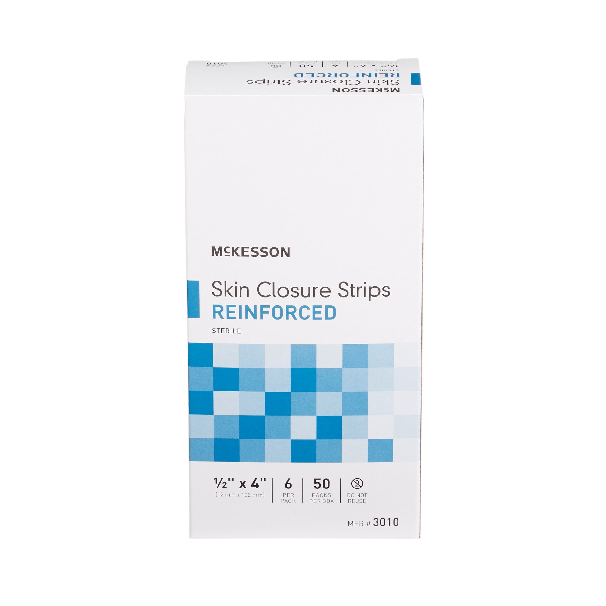 McKesson Skin Closure Strips - Sterile, Reinforced Wound Bandage, 1/2 in x 4 in, 50 Ct