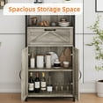 thumbnail image 3 of Farmhouse Storage Cabinet with Barn Door and Drawer Wood Buffet Cabinet Metal Frame Tall Slim Bathroom Cabinet Standing Sideboard for Living Room, Bedroom, Home Office, Kitchen, 3 of 9