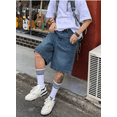 thumbnail image 2 of Mens Baggy Jean Shorts Loose Fit Vintage Wide Leg Jorts Y2K Streetwear Hip Hop Casual Denim Shorts, Dark Blue, 2 of 8