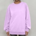 thumbnail image 3 of Dwellite Oversized Sweatshirts for Women Crewneck Hoodies Cotton Long Sleeve Tops Solid Color Pullover Sweat Shirts Purple XL, 3 of 6