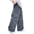 thumbnail image 2 of LvhaoGJOB Kids' Wide-Leg Pants - Soft, Elastic Waist & Pockets - Dark Gray 14-15 Years, 2 of 5