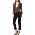 thumbnail image 2 of INSPIRE CHIC Women's Workwear Zipper Collarless Cropped Blazer M Coffee, 2 of 7
