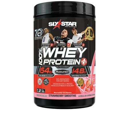Six Star Pro Nutrition Elite Series 100% Whey Protein Powder, Strawberry, 20g Protein, 2 (Men's Health Best Protein)