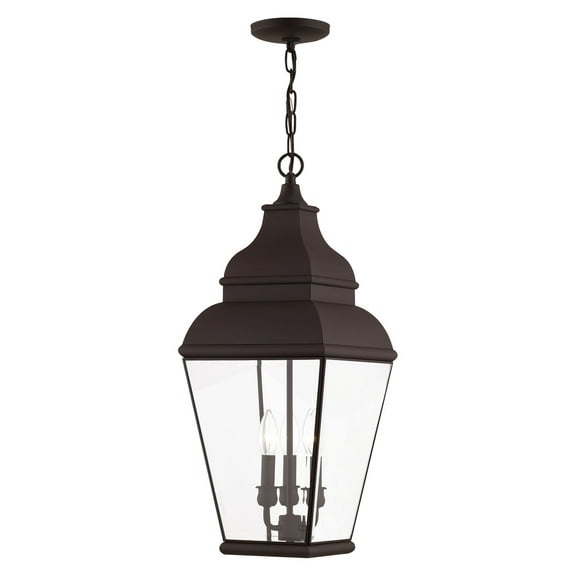 Livex Lighting - Exeter - 3 Light Outdoor Pendant Lantern in Farmhouse Style -