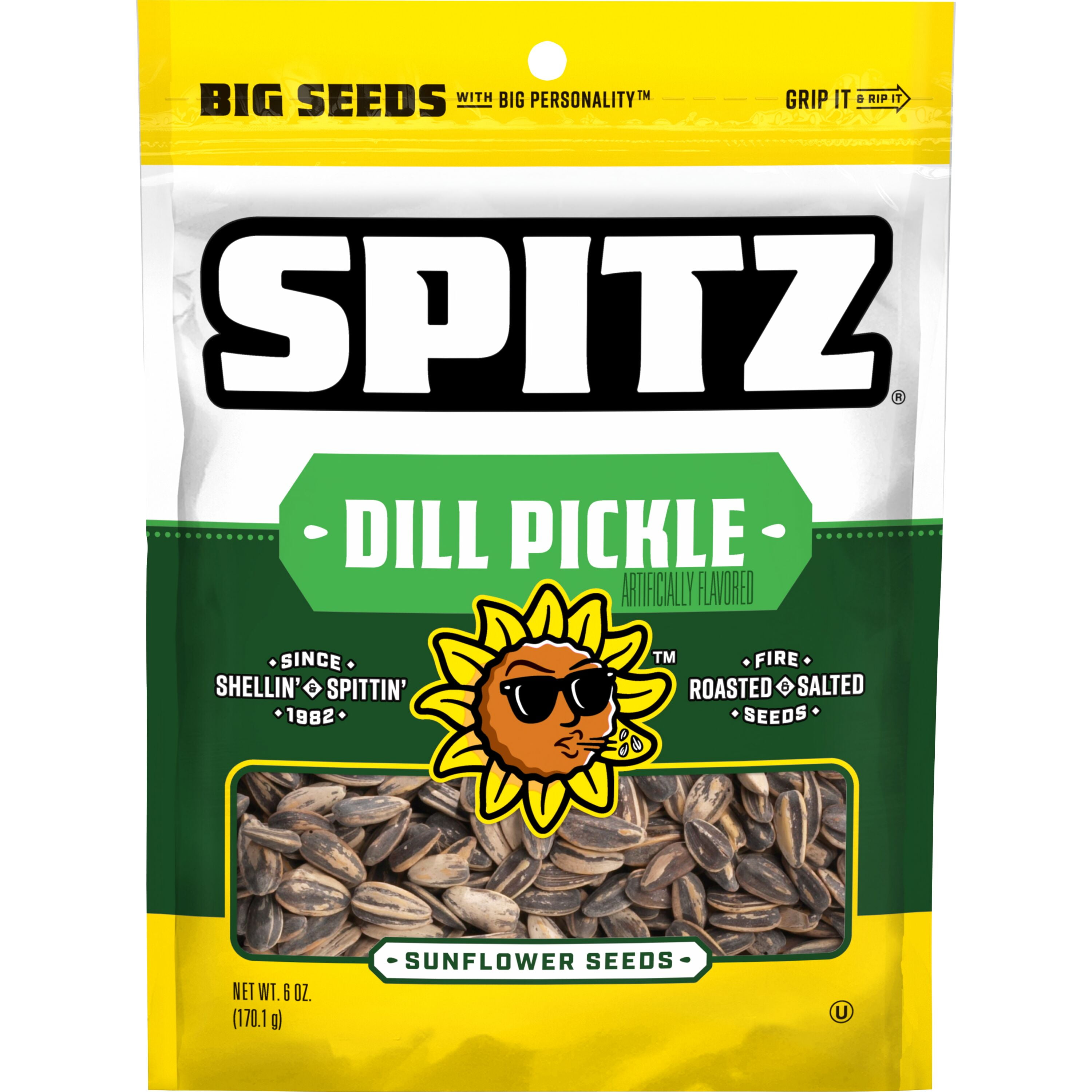 (3 pack) Spitz Sunflower Seeds Dill Pickle Flavored Sunflower Snacks, 6 Ounce Bag Single Pack, Kosher