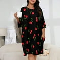 thumbnail image 2 of Cherry Sleepshirts For Sleeping Travels Loose Sleepdress Pajama Dress Soft Nightdress Sleepwear, 2 of 7