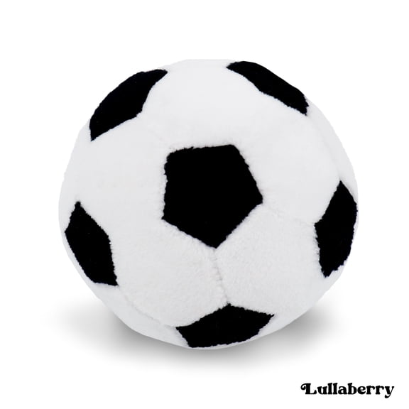Lullaberry 3" Diameter My First Soccer Ball - Plush Baby Rattle Toy - Safe Soft Sports Toy for Infants Boys and Girls