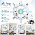 thumbnail image 4 of Boat Ship Steering Wheel with Fish Net and Shell Accents, Charming White Wall Decor for Beach-Inspired Home, Wood, 4 of 7