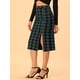 thumbnail image 2 of INSPIRE CHIC Falda Con Hendidura Elástica Tejida Con Espalda Elástica De Línea Recta Con Patrón A Cuadros Para Mujer Verde S, 2 of 6