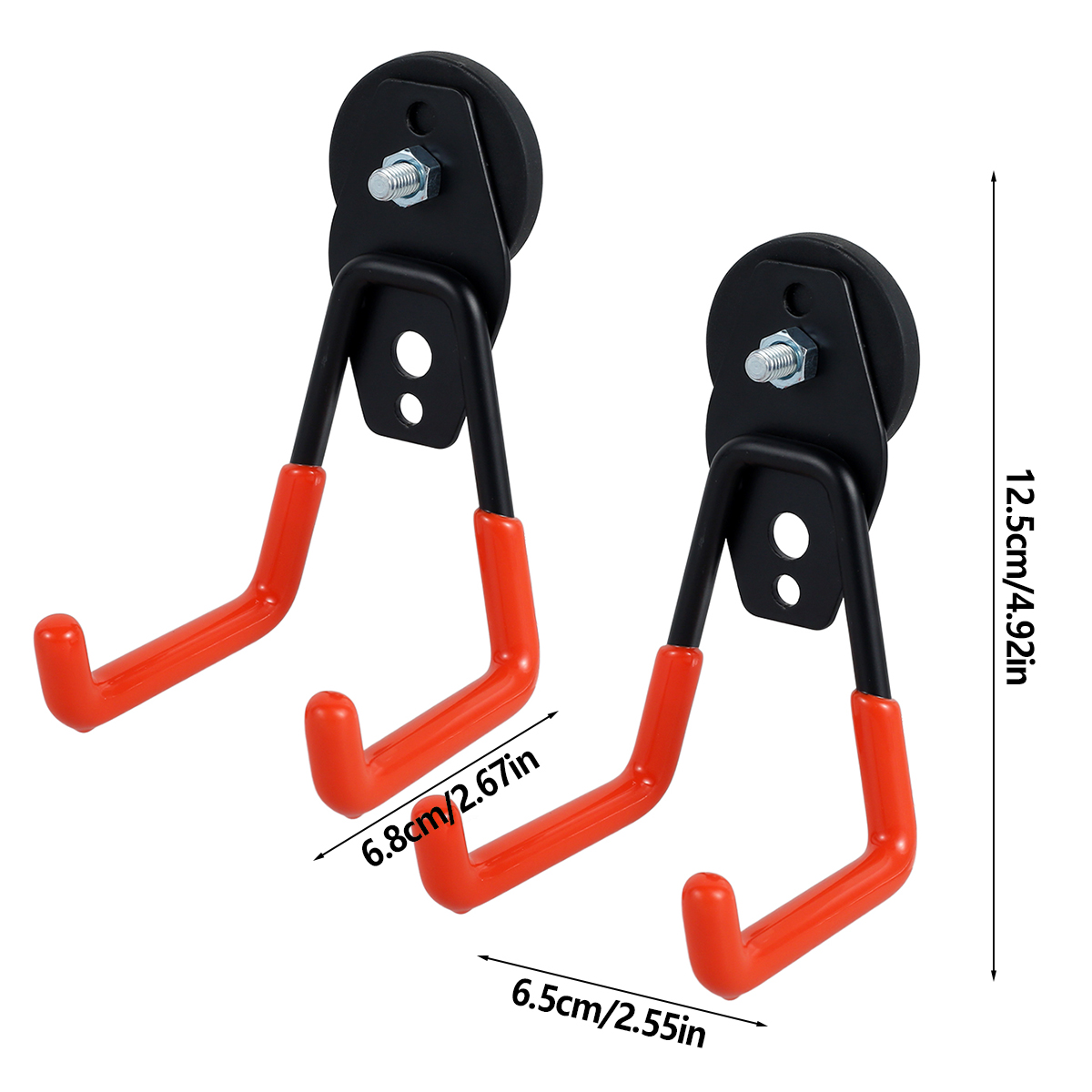 2-Pack Heavy Duty Magnetic Garage Hooks – Strong Magnet Utility Hangers with Anti-Slip Coating – Rust-Resistant Metal Organizer for Tools, Keys, and Outdoor Equipment – No-Drill Storage Solution