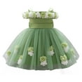 thumbnail image 3 of Robe de Baptême pour Filles, Robe Tutu Florale de Fête pour Bébé et Tout-Petit, Robe de Soirée Festive pour Anniversaire, 6 m-3 T, 3 of 9