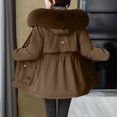 thumbnail image 4 of HTNBO Women's Winter Coats with Fur Trim Hood, Drawstring Waist Thicken Parka Jacket Warm Fleece Outerwear with Pockets, 4 of 4