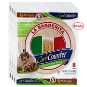 La Banderita Carb Counter Whole Wheat Tortilla Wraps - 8" Whole Wheat Soft Taco Tortillas - Low Carb - Keto Friendly - 8 Count, 12.7 oz. - 4 Packs