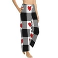thumbnail image 2 of Fotbe Heart Black Buffalo Plaid Gingham Women's Pajama Pants,Sleepwear Pants,Pj Bottoms Drawstring And Pockets-Medium, 2 of 9