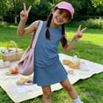 thumbnail image 2 of Girls' Clothing Sets Summer Outfits Size 7-8 Cute Preppy Two Piece Outfits Lounge Set Casual Tank Top and Y2K Skirts Clothing Sets Navy 2-3 Years, 2 of 6