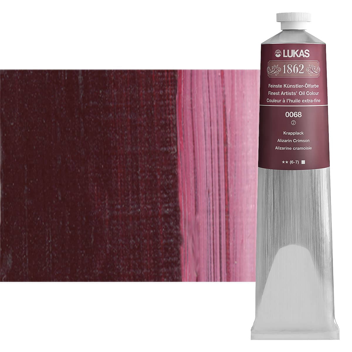 Lukas 1862 Professional Artist Oil Paint - Fast-Drying, Non-Yellowing, Highly Pigmented Oil Paint, Alizarin Crimson, 200 mL