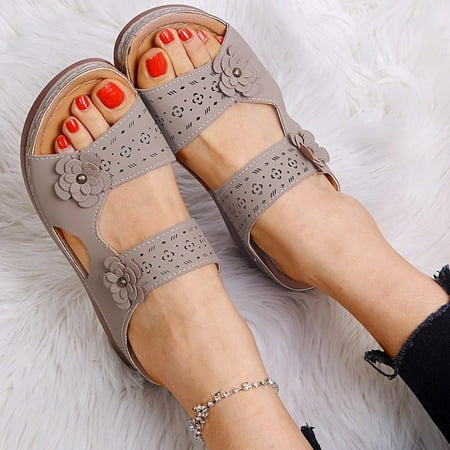 

Wedge Slide Slippers Women Ladies Outdoor Slippers Pearl Chain Soft Sole
