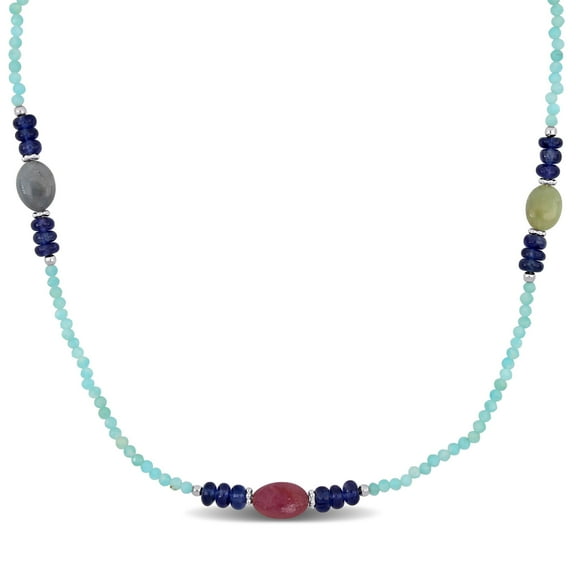 Everly Women's Tourmaline and Aquamarine and Iolite Sterling Silver Necklace