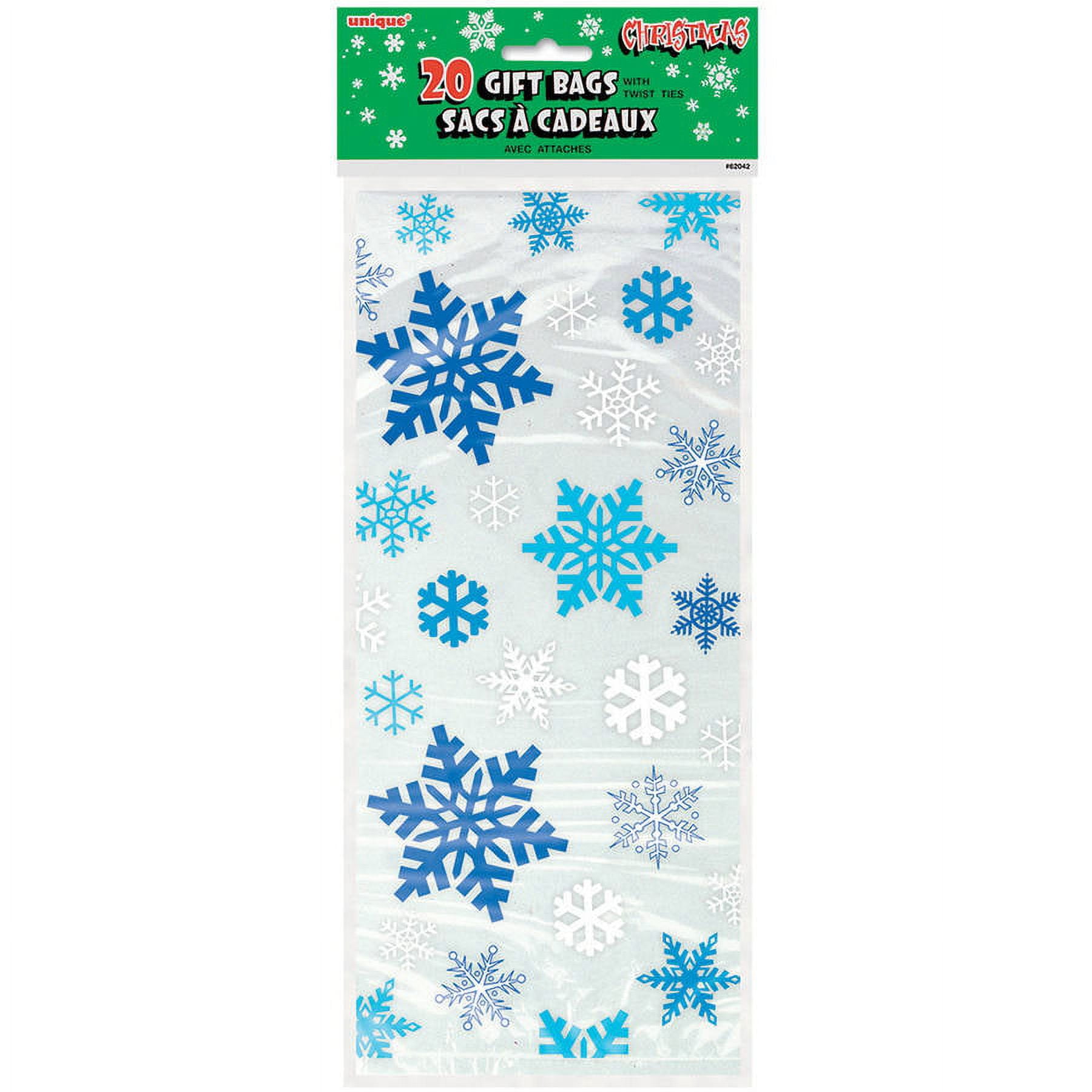 Christmas Cellophane Bags Winter Snowflake Holiday Treat Bags Blue Plastic  Candy Goodie Bags with Twist Ties for Winter Xmas Wonderland Birthday