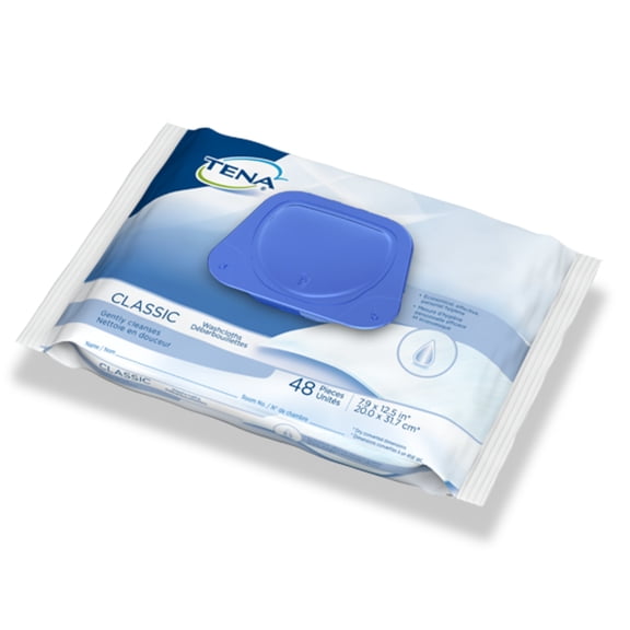 TENA Classic Washcloth Case of 576, Mild Scent