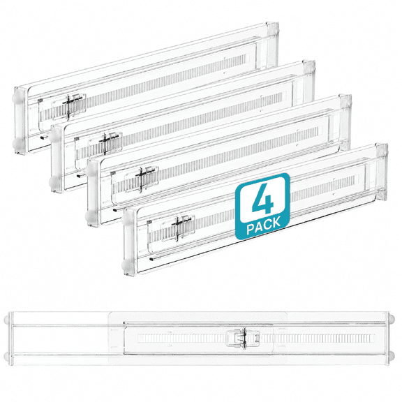 Drawer Dividers 4 pack Expandable 2.36 inch Clear Plastic Spring for Kitchen Utensil Cutlery Closet