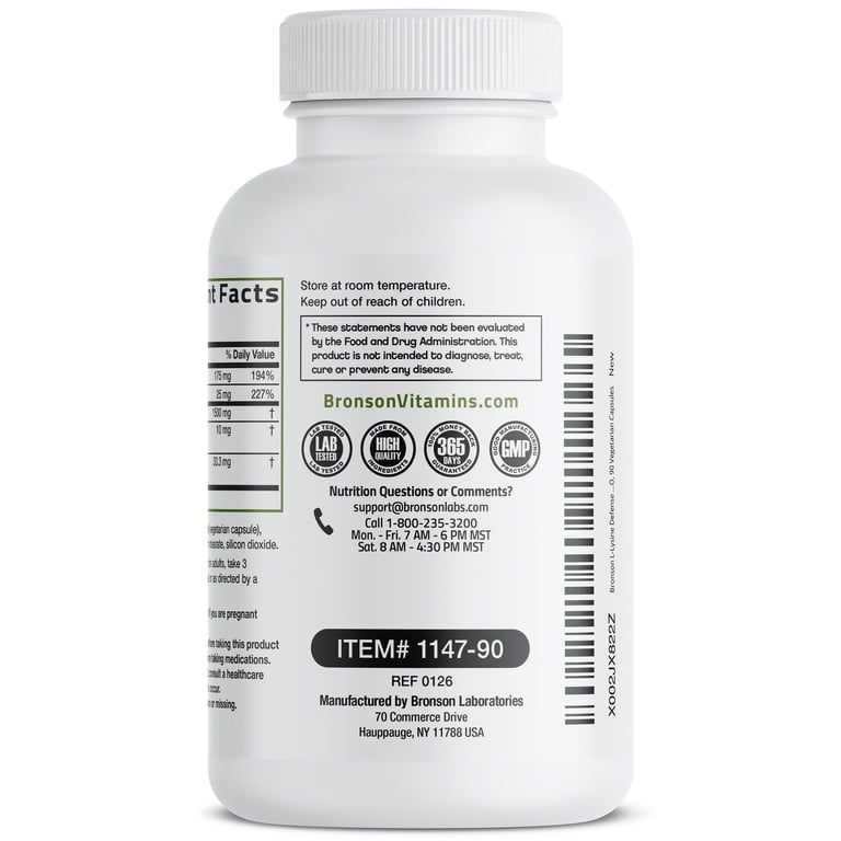 Bronson L-Lysine Defense Immune Support 1500 MG, 90 Vegetarian