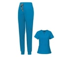 thumbnail image 4 of Uniforme de enfermería Scrubs cómodo hombres mujeres con bolsillos accesorios Scrubs Set azul jinwen  Pantalones superiores, 4 of 8