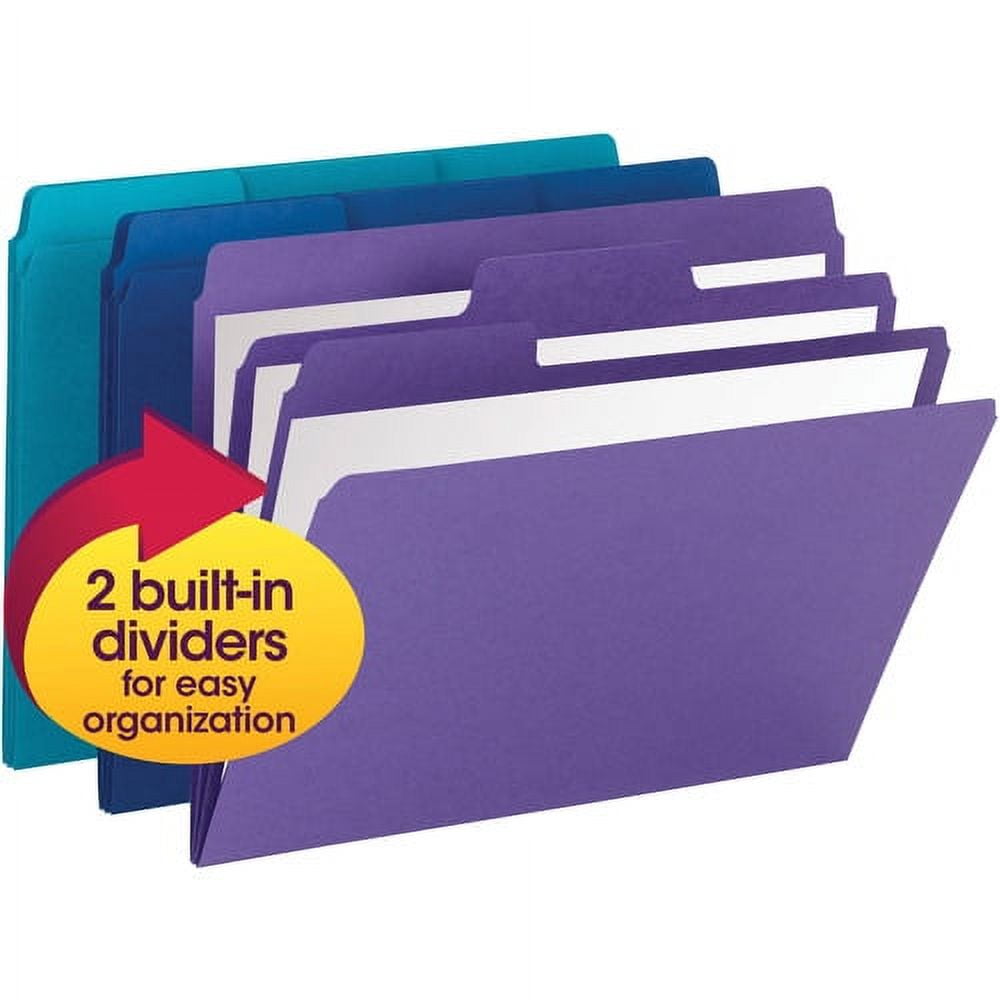 Smead SuperTab Organizer File Folders Letter - 8 1/2" x 11" Sheet Size - 3/4" Expansion - 1/3 Tab Cut - Top Tab Location - Assorted Position Tab Position - 2 Divider(s) - 11 pt. Folder Thickness - Pap
