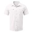 thumbnail image 4 of OIOLOYJM Mens Linen Chambray Shirt Short Sleeve Button Down Shirts Casual Beach Vacation Travel Tops 2026 Spring Summer White 5XL, 4 of 5