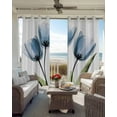 thumbnail image 4 of Blue Tulip Blackout Curtains 45 Inches Long for Bedroom, Abstract Flower Country Farm Floral White Thermal Insulated Room Darkening Black Out Window Curtain Panels Grommet Drapes for Living Room, 4 of 8