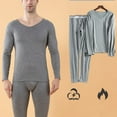 thumbnail image 5 of Aihuaihua Thermal Underwear for Men Long Underwear Lined V Neck Winter Warm Base Layers Thermal Top Bottom Grey L, 5 of 9