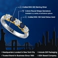 thumbnail image 2 of Gem Stone King 925 Silver and 10K Yellow Gold Lab Grown Diamond and Blue Sapphire Wedding-Bands Ring for Women | 0.95 Cttw | Round 3.5MM | Gemstone April Birthstone | Size 7, 2 of 6