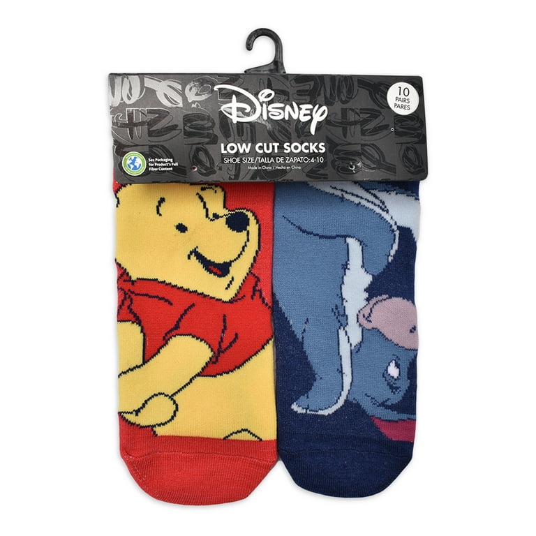 Disney Winnie The Pooh Women's Low-Cut Socks, 10-Pack, Shoe Sizes 4-10