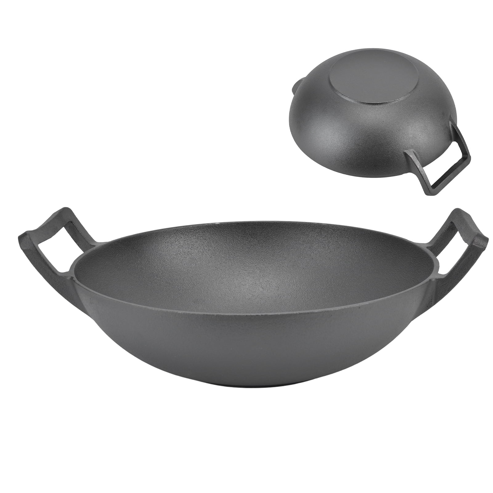 32cm Thickened Cast Iron Grill Pan - No Coating Nonstick, Dual Handles, Oven Safe, For Gas, Induction, Campfire