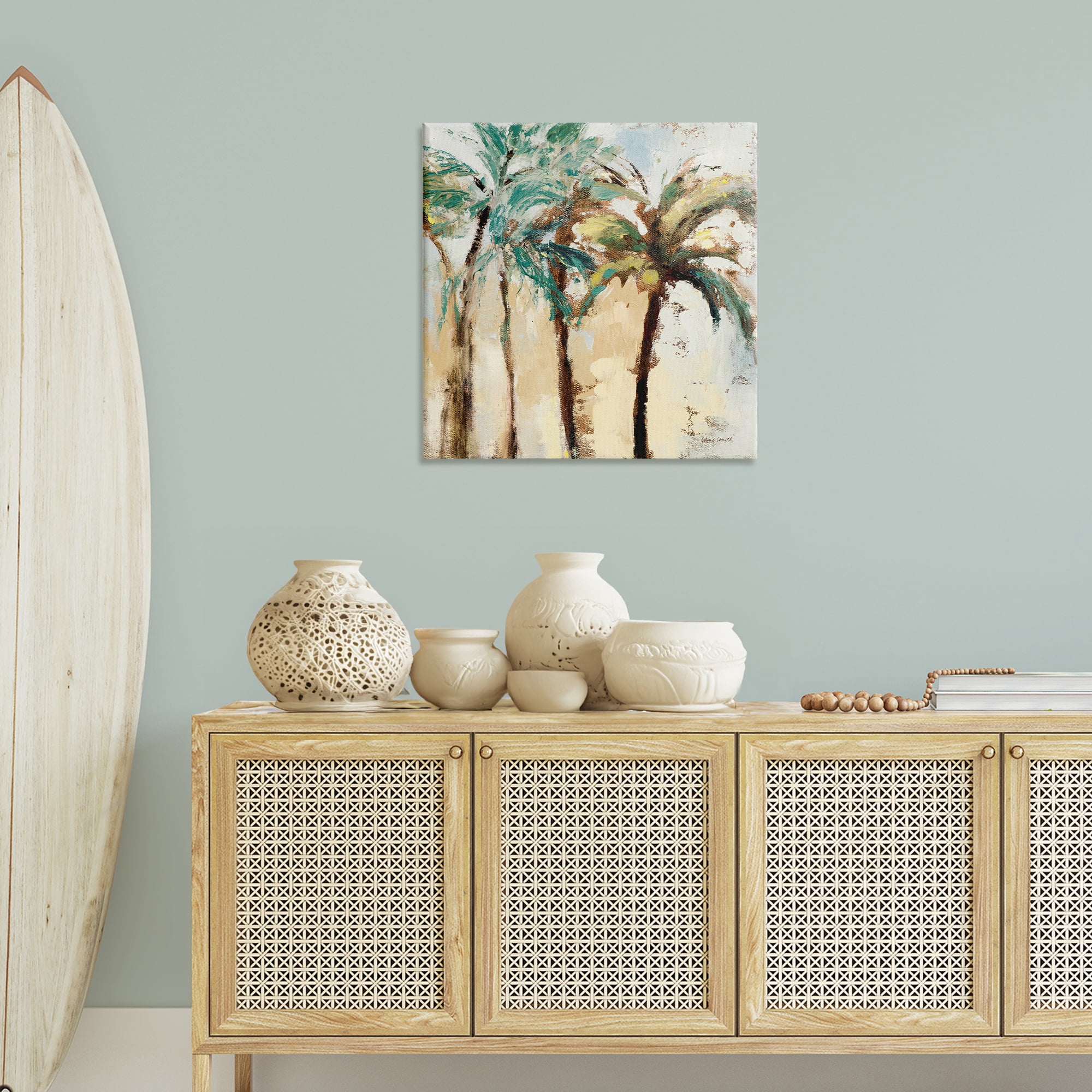 Stupell Industries Rustic Brushed Palm Trees Botanical & Floral Painting Gallery Wrapped Canvas Art Print Wall Art, 30 x 30