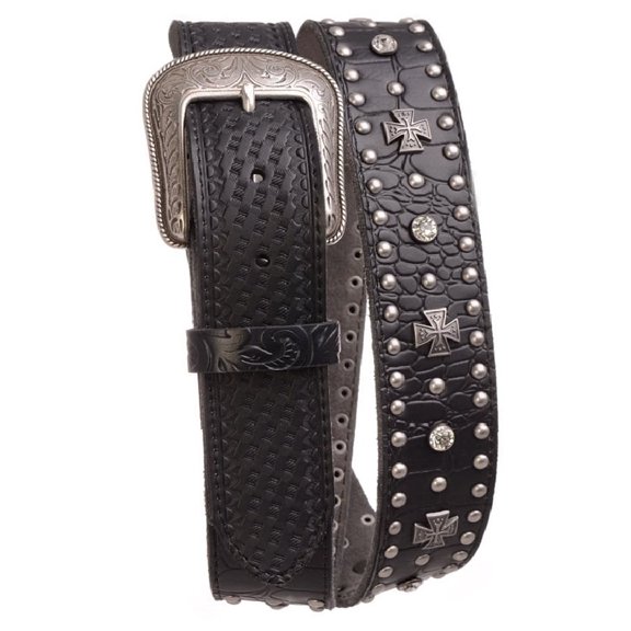 Nomad Creek Women's Rhinestone And Metal Studded Leather Belt