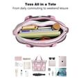 thumbnail image 4 of Tote Bag for Women - Pink Halloween Ghosts Shoulder Bag - Large Utility Work Duffle Bag with Zipper Handbag for Travel, Work, Sprots, 4 of 5