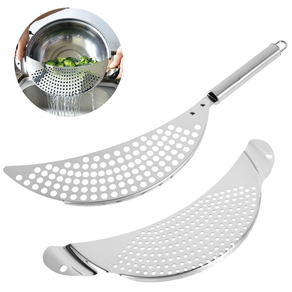 2 Pzas de Escurridor de Ollas con Mango, Escurridor de Pasta y Colador de Acero Inoxidable, Escurridor de Ollas con Empotrados, Adecuado para Ollas y Sartenes de Cocina de Diferentes Tamaños
