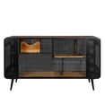 thumbnail image 3 of 55.12"Spacious Cat House with 2 Sliding Tempered Glass Doors, for Living Room, Bedroom, Hallway, 55.12"L x 22.83"W x 29.92"H Top Board: 110 lbs Load, Cabinet shelf: 60 lbs Load, Black+Brown, 3 of 9