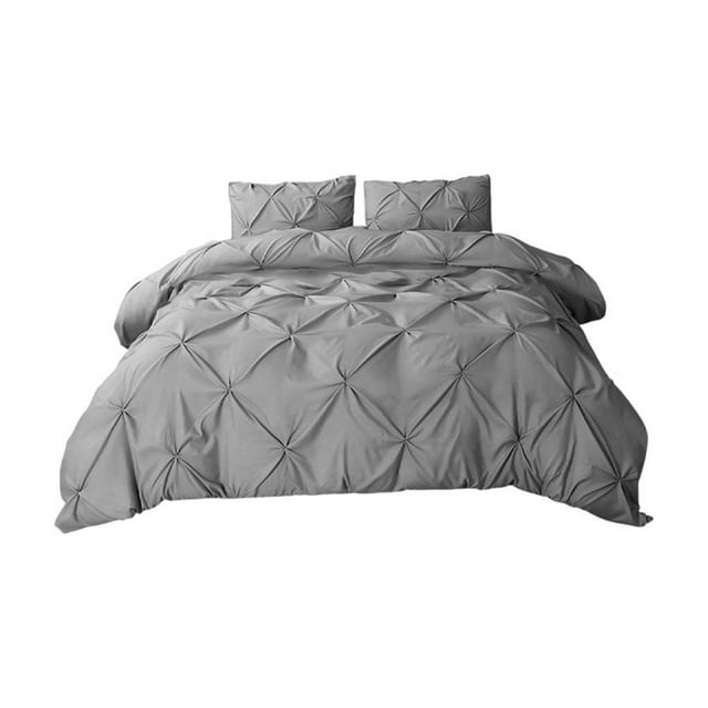 Maplenight Elegant 3-Piece Solid Color Queen Size Bed Set, Cooling Bed Sheets for Hot Sleepers - Soft Polyester, Breathable & Durable Gray