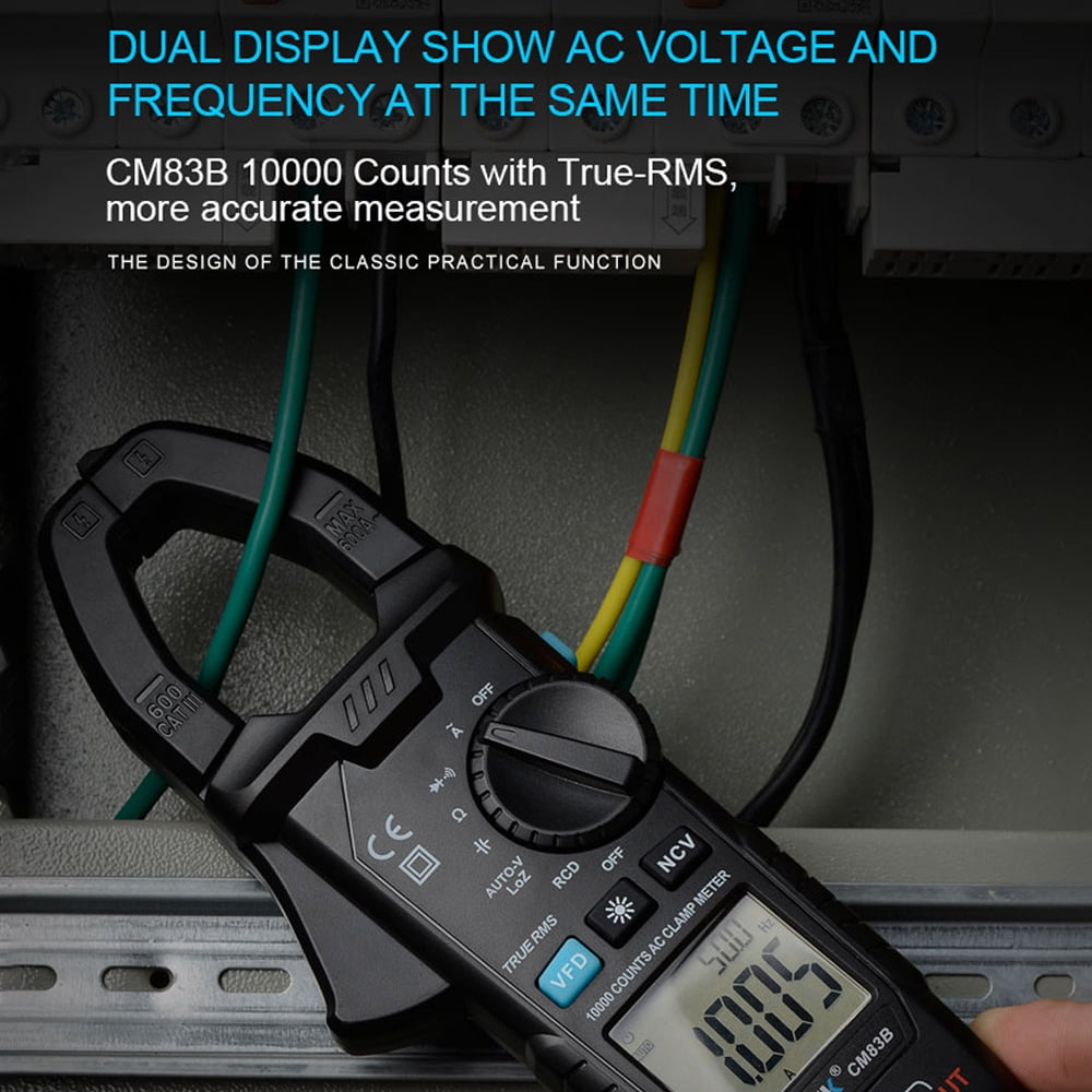 MESTEK Digital Clamp Meter 600A AC Current 600V ACDC Voltage Capacitance Measurement Data Hold Backlight NCV Tester Multimeter