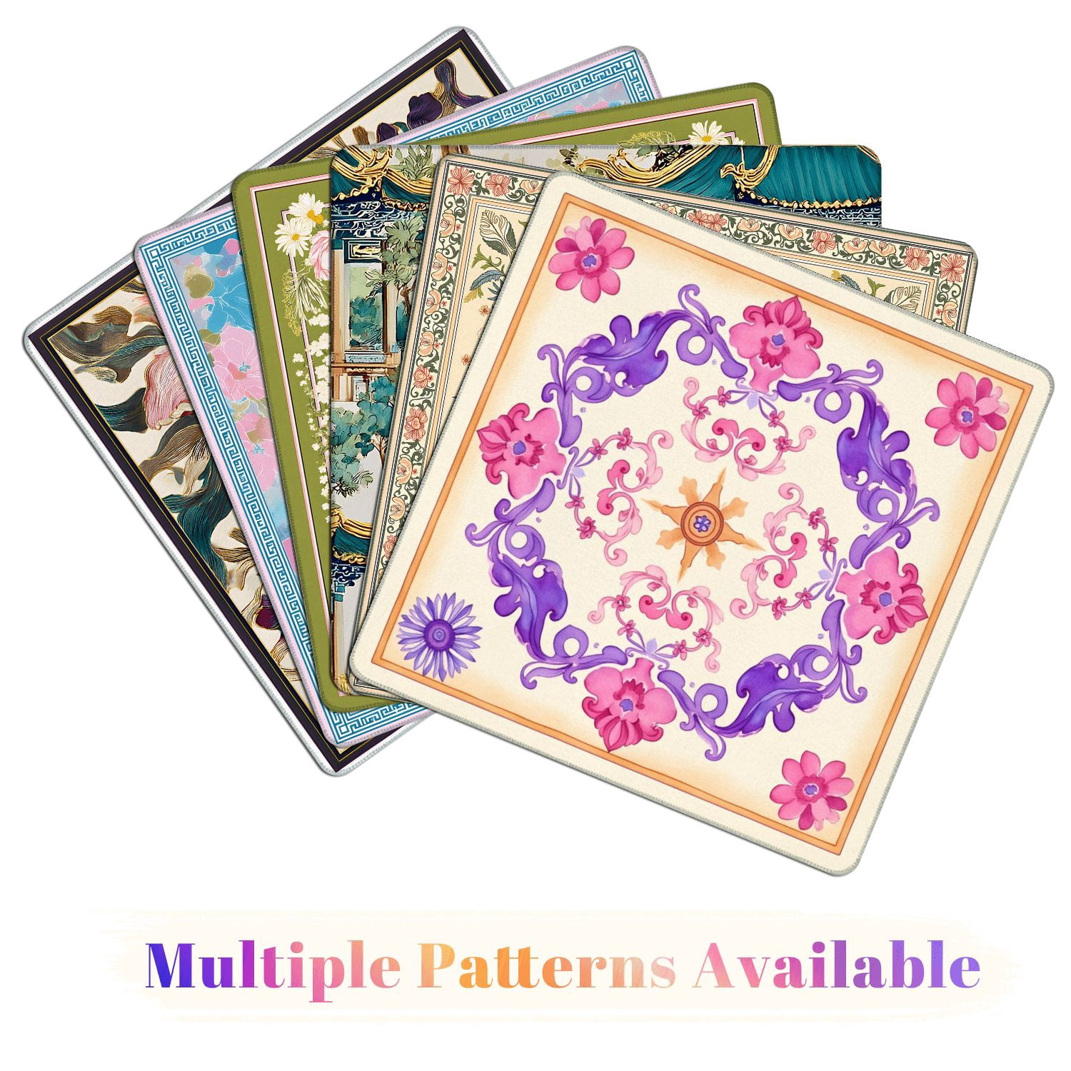 Mahjong Mat 31.5" x 31.5" Floral Mandala Purple Pink Ornaments Beige Non-Slip Noise Reduction American Mahjong Tiles Table Cover for Dominoes Poker Card Board Games Gift