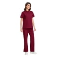 thumbnail image 4 of Minjewel Women's Quick-Dry Polo Collar Short Sleeve Scrubs for Women Set, Professional & Moisture-Wicking Scrub Set for Nurses & Caregivers,Red 2XL, 4 of 6